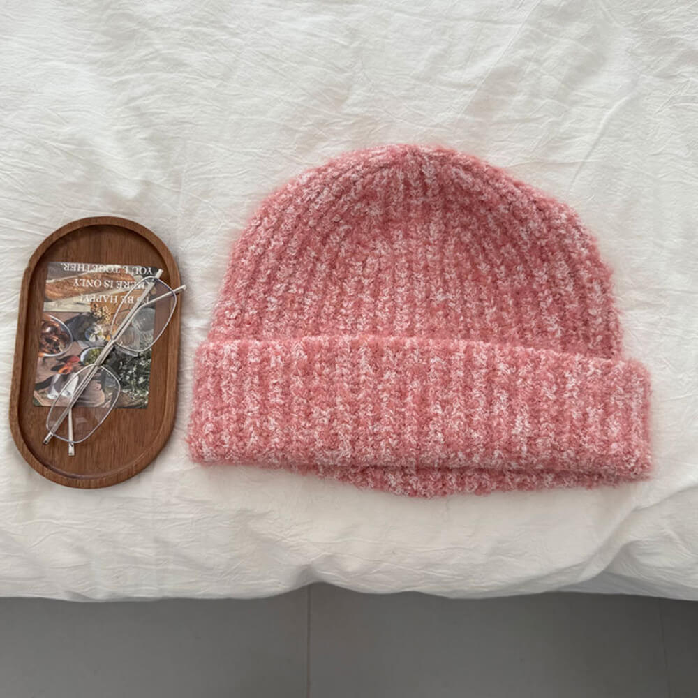 Color Wool-blend Chunky Knitted Beanie Hat