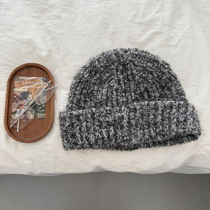 Color Wool-blend Chunky Knitted Beanie Hat