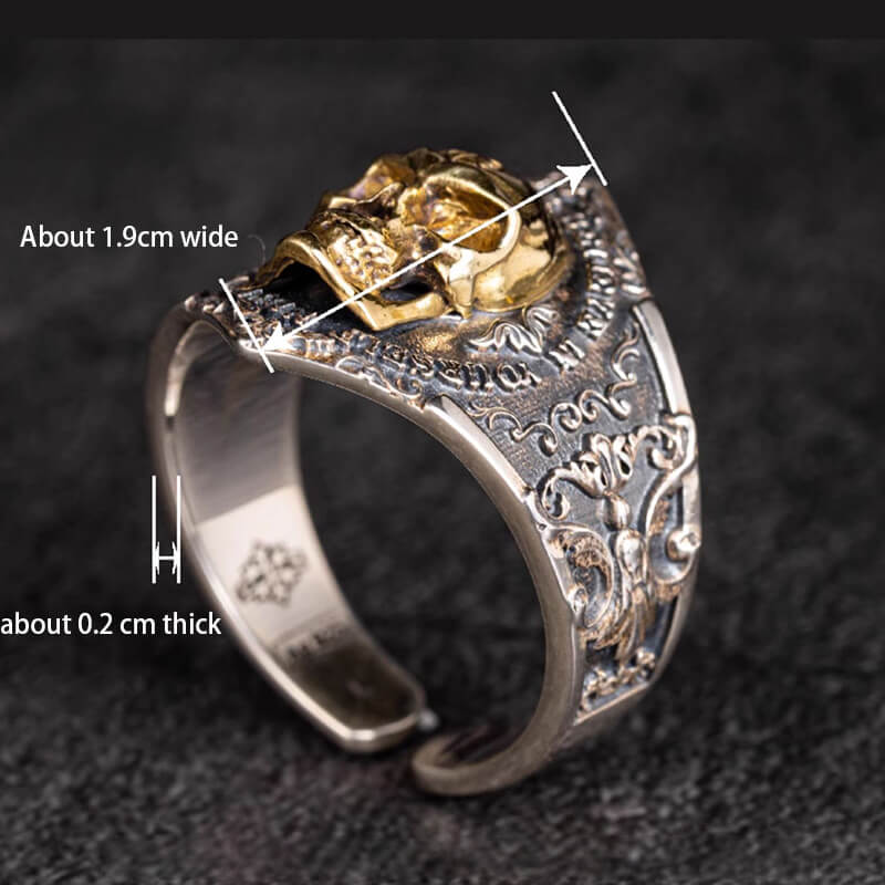 Soul Awakening Skull Sterling Silver Inlaid Brass Open Ring