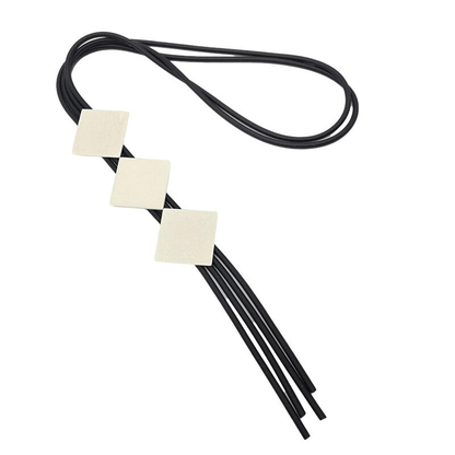 Square Wood Pendant Necklaces for / Elasticity Rubber Long Necklace / Clothes Accessories
