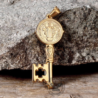 St. Benedict Medal Key Stainless Steel Pendant