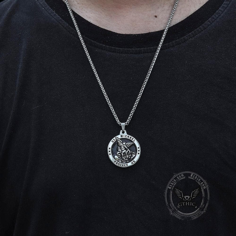 St. Michael Protect Us Stainless Steel Pendant