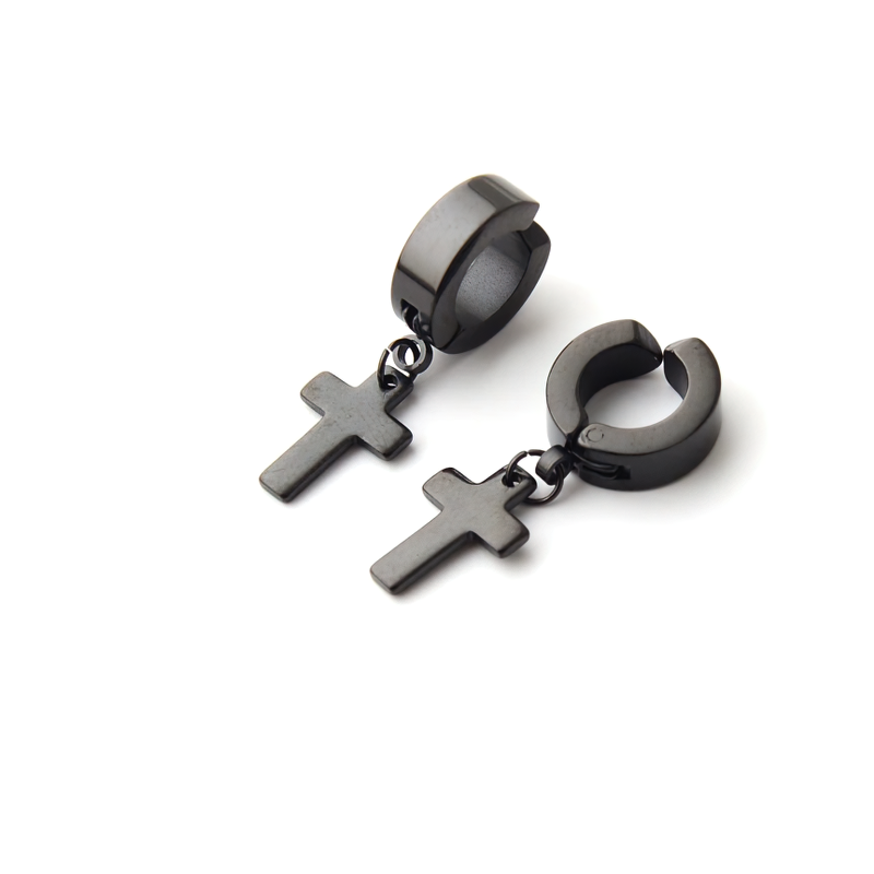 Stainless Steel Dangle Earrings in Punk Style / Cross Earrings