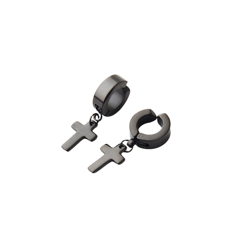 Stainless Steel Dangle Earrings in Punk Style / Cross Earrings
