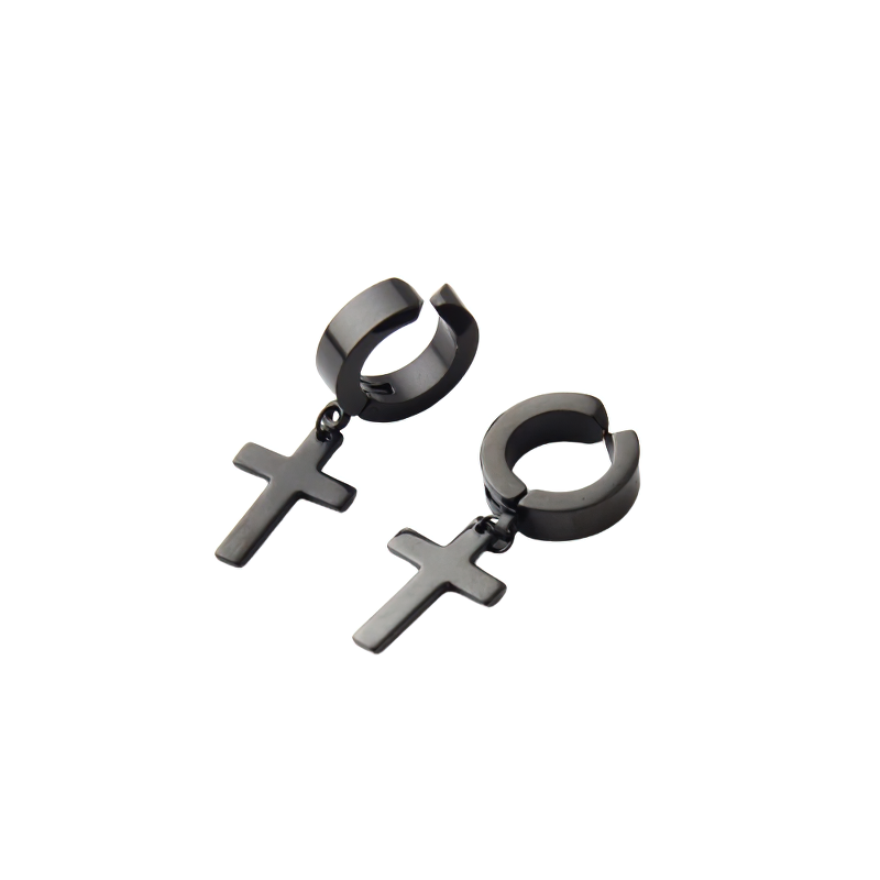 Stainless Steel Dangle Earrings in Punk Style / Cross Earrings