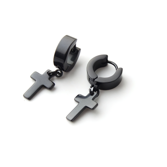Stainless Steel Dangle Earrings in Punk Style / Cross Earrings