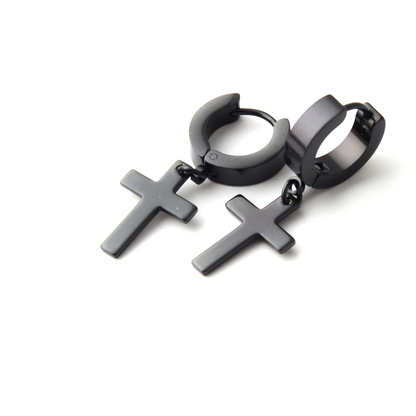 Stainless Steel Dangle Earrings in Punk Style / Cross Earrings