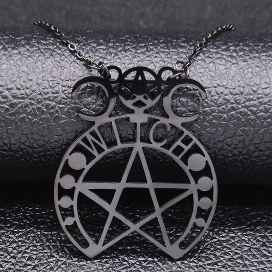 Stainless Steel Gothic Pendant / Pendant With Witchcraft Pentagram / Jewelry