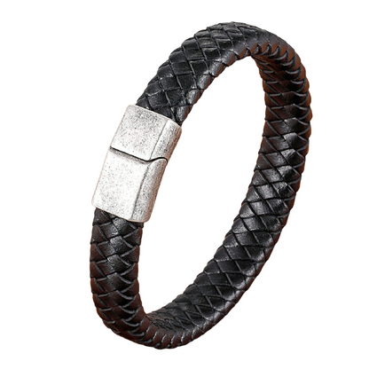 Stainless Steel Magnetic Clasp Bracelet for / Classic Genuine Leather Bracelet