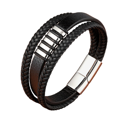 Stainless Steel Magnetic Clasp Bracelet for / Rock Style Genuine Leather Bracelet