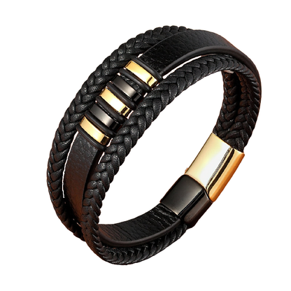 Stainless Steel Magnetic Clasp Bracelet for / Rock Style Genuine Leather Bracelet