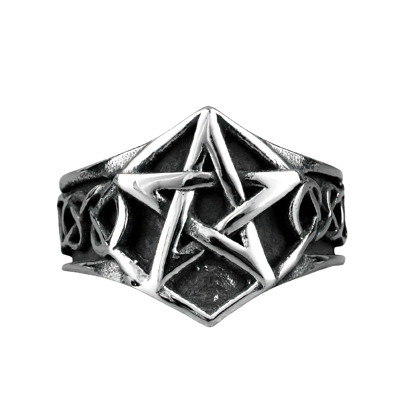 Stainless Steel Pentagram Rings / Pagan Star Jewelry for and