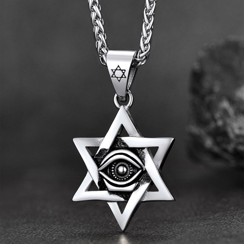 Star of David Necklace Pendant With Eye of God for