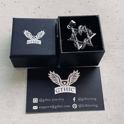Star of David Curled Snake Stainless Steel Pendant