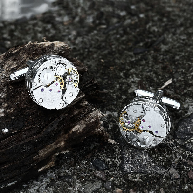 Steampunk Watch Stainless Steel Cufflinks
