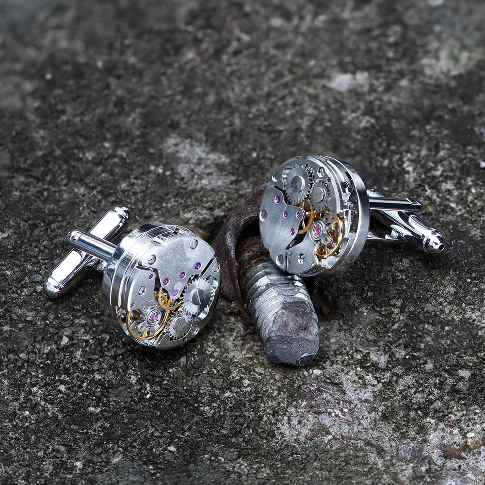 Steampunk Watch Stainless Steel Cufflinks