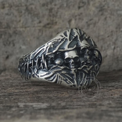 Stitched Skull Sterling Silver Gothic Ring