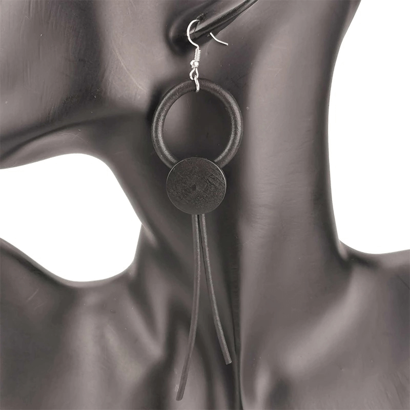 Stylish Design Wood Long Earrings for / Gothic Female Rubber Jewelry