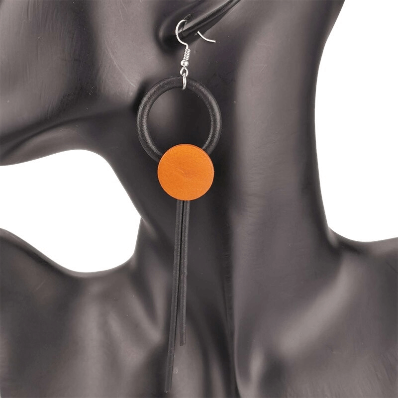 Stylish Design Wood Long Earrings for / Gothic Female Rubber Jewelry