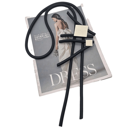 Stylish Long Statement Necklaces for / Square Wood Pendant Necklace / Rubber Accessories