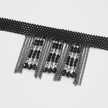 Stylish Hanging Rhinestone Necklace / Unique Design Black Choker Necklace