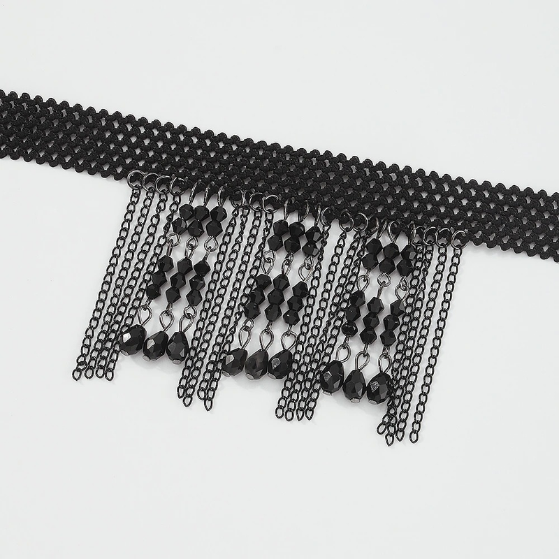 Stylish Hanging Rhinestone Necklace / Unique Design Black Choker Necklace