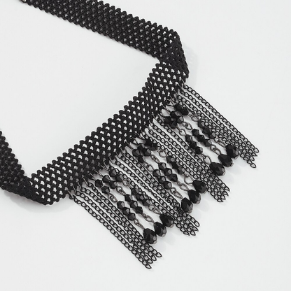 Stylish Hanging Rhinestone Necklace / Unique Design Black Choker Necklace