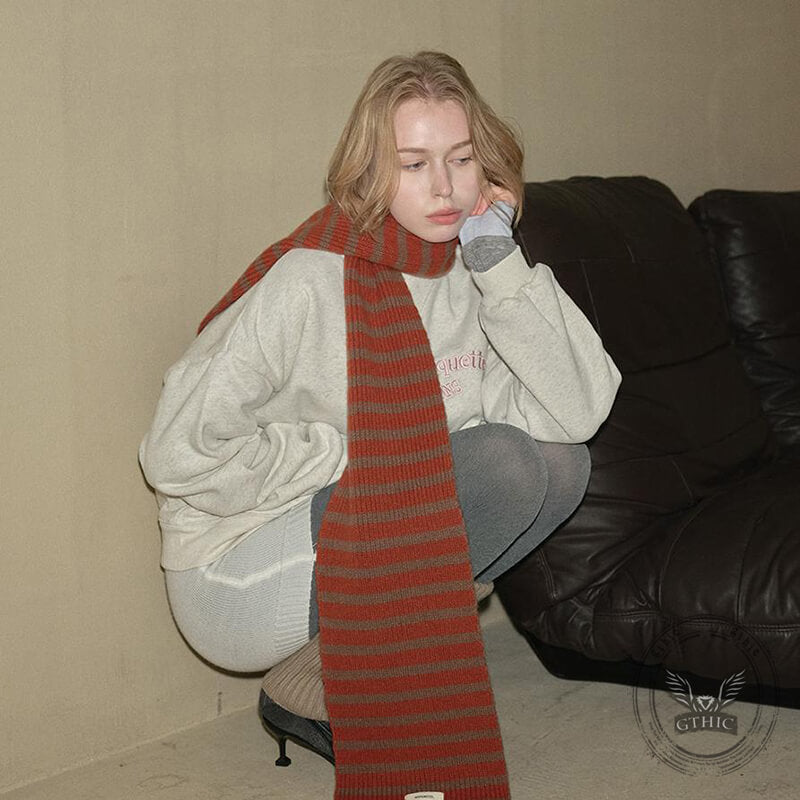 Stylish Multicolor Versatile Striped Soft Wool Scarf