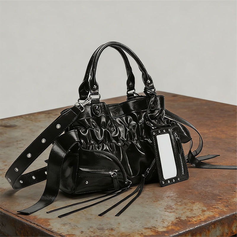 Stylish Riveted Large Capacity Shoulder Pu Leather Handbag