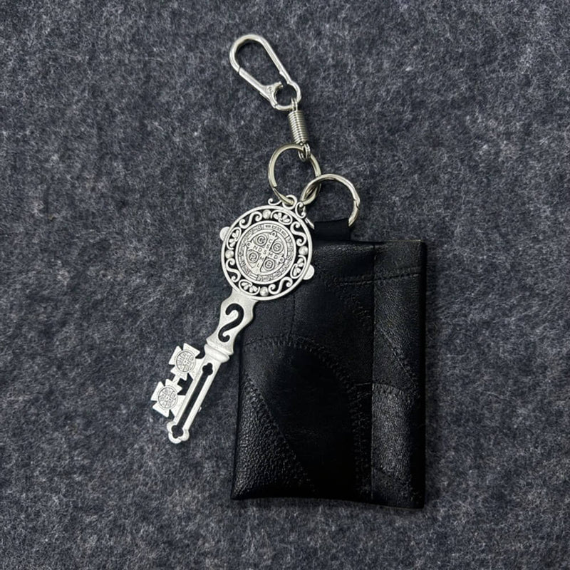 Stylish St. Benedict Key Black Pu Leather Waist Wallet