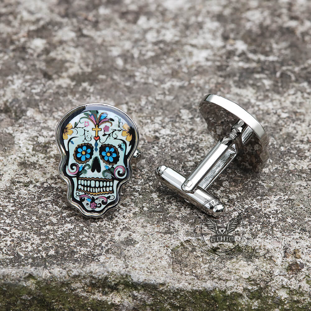 Sugar Skull Brass Cufflinks