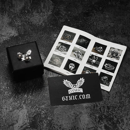 Sunflower Skull Sterling Silver Stud Earrings