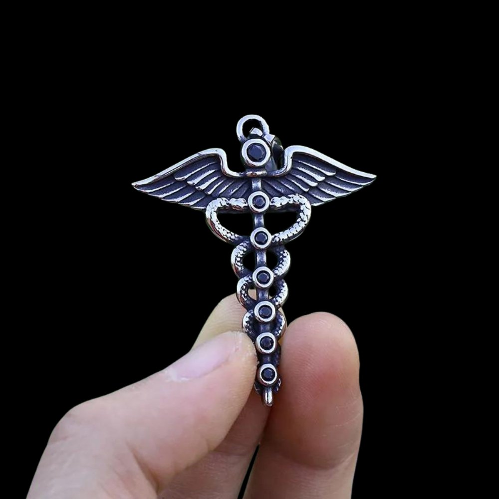 The Caduceus of Hermes Winged Snake Pendant
