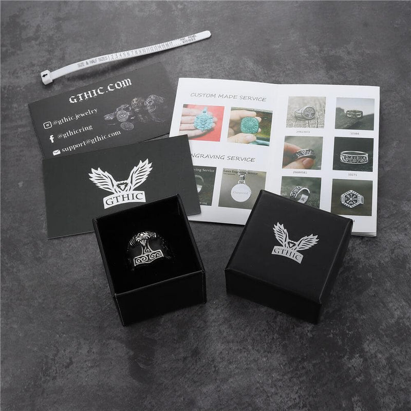 Thor's Hammer Rune Stainless Steel Viking Ring