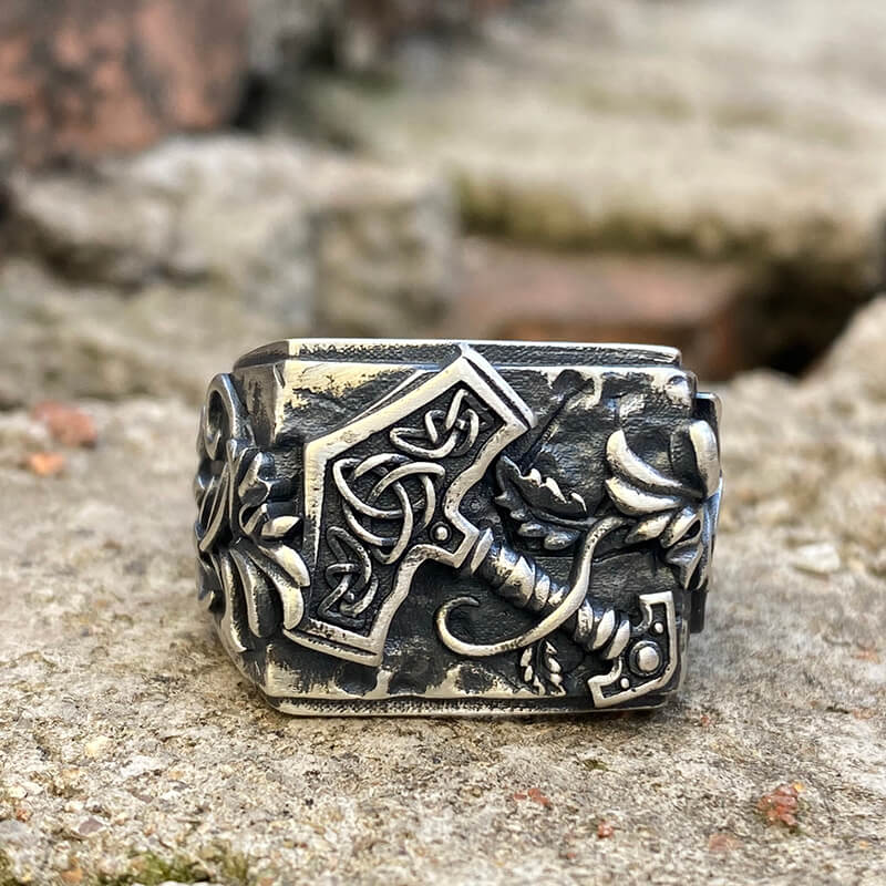 Thor’s Hammer Triquetra Sterling Silver Viking Ring