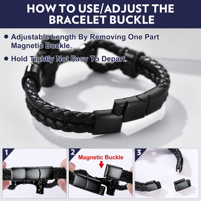 Viking Thor's Hammer Mjolnir Braided Leather Bracelet Gift for