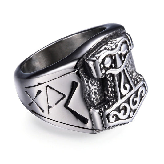 Thor's Hammer Classic Biker Ring / 316l Stainless Steel Nordic Style Jewelry