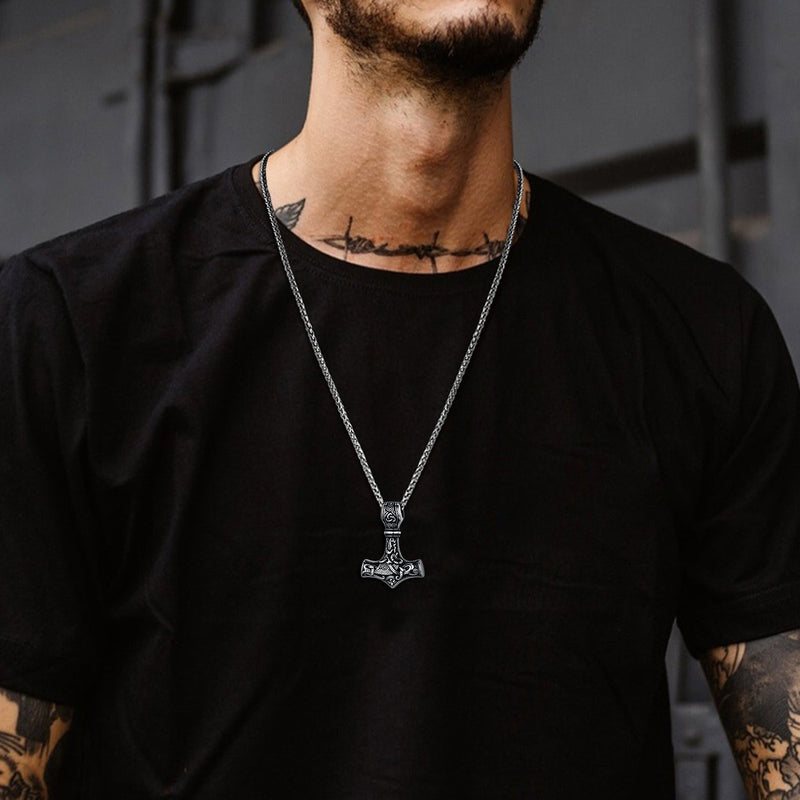 Norse Viking Thor's Hammer Necklace Mjolnir Pendant for