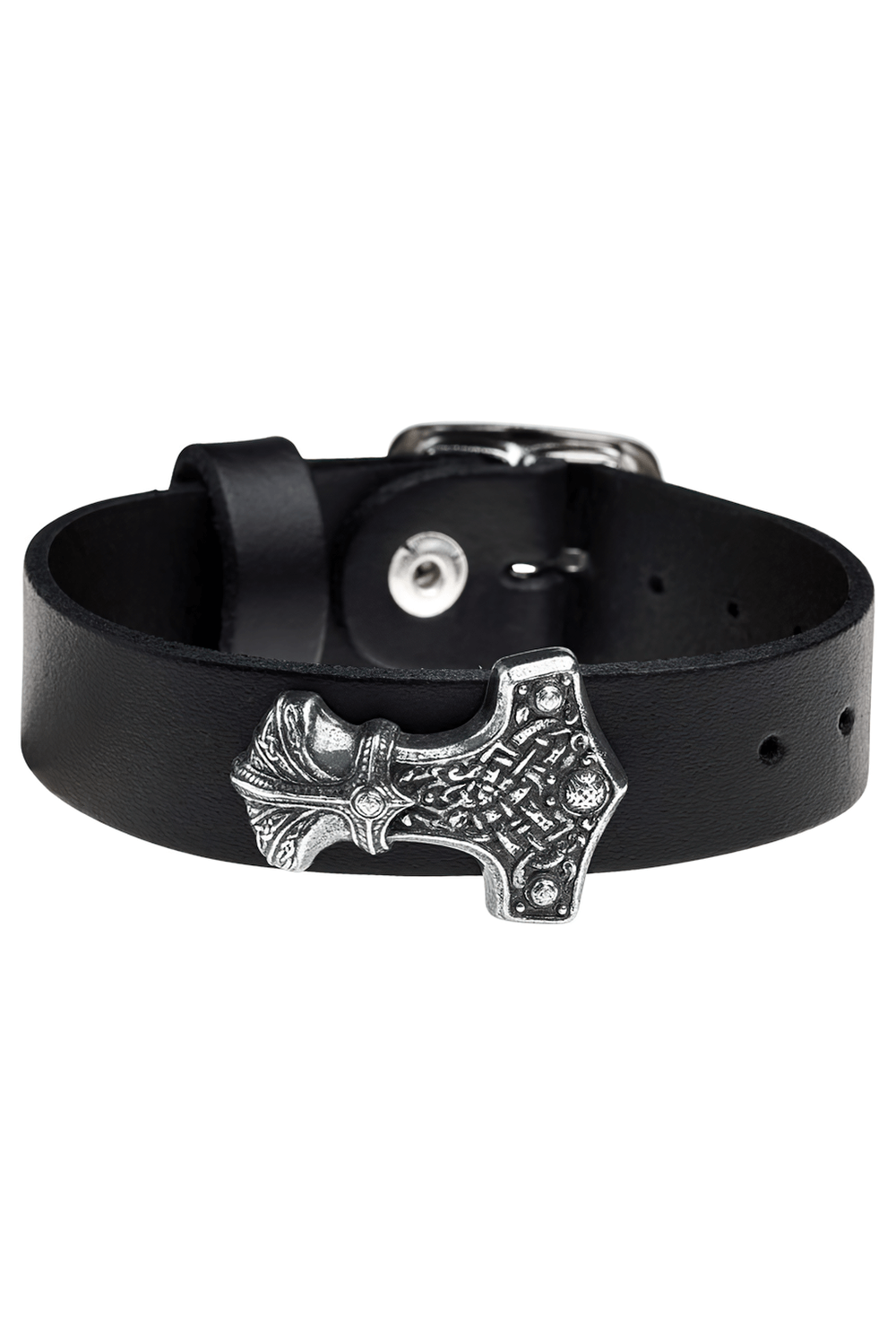 Thor's Mjolnir Viking Hammer Black Leather Wrist Strap
