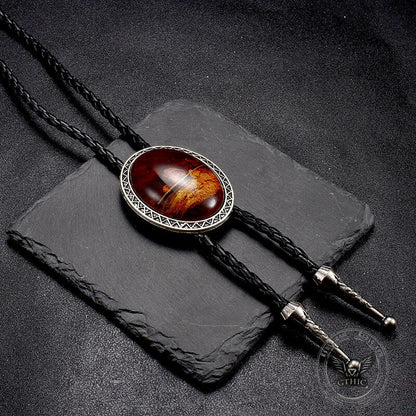 Tiger Eye Stone Western Cowboy Bolo Tie