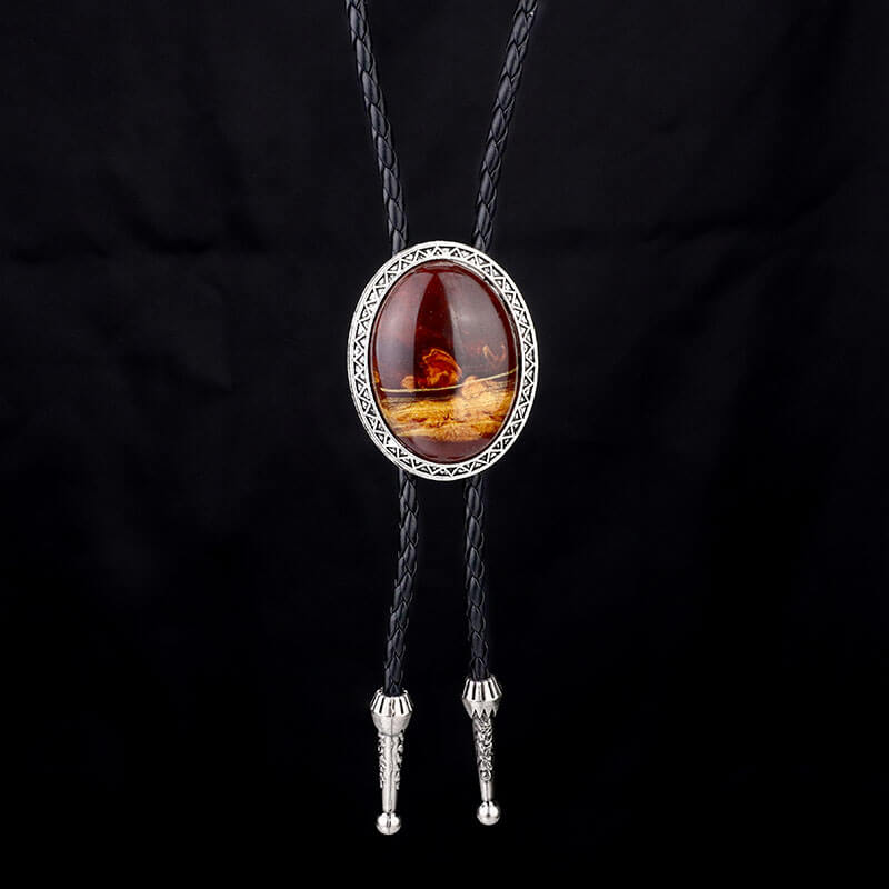 Tiger Eye Stone Western Cowboy Bolo Tie