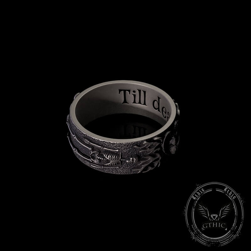 Till Death Do Us Part Heart Sterling Silver Skeleton Ring