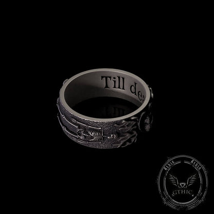 Till Death Do Us Part Heart Sterling Silver Skeleton Ring