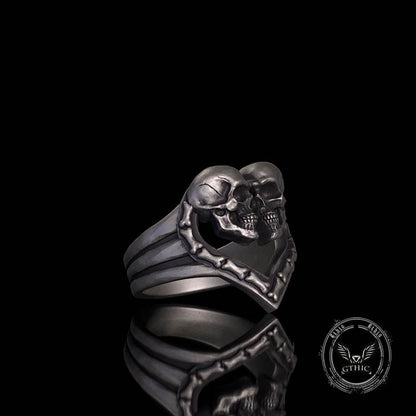 Till Death Do Us Part Skull Heart Sterling Silver Ring