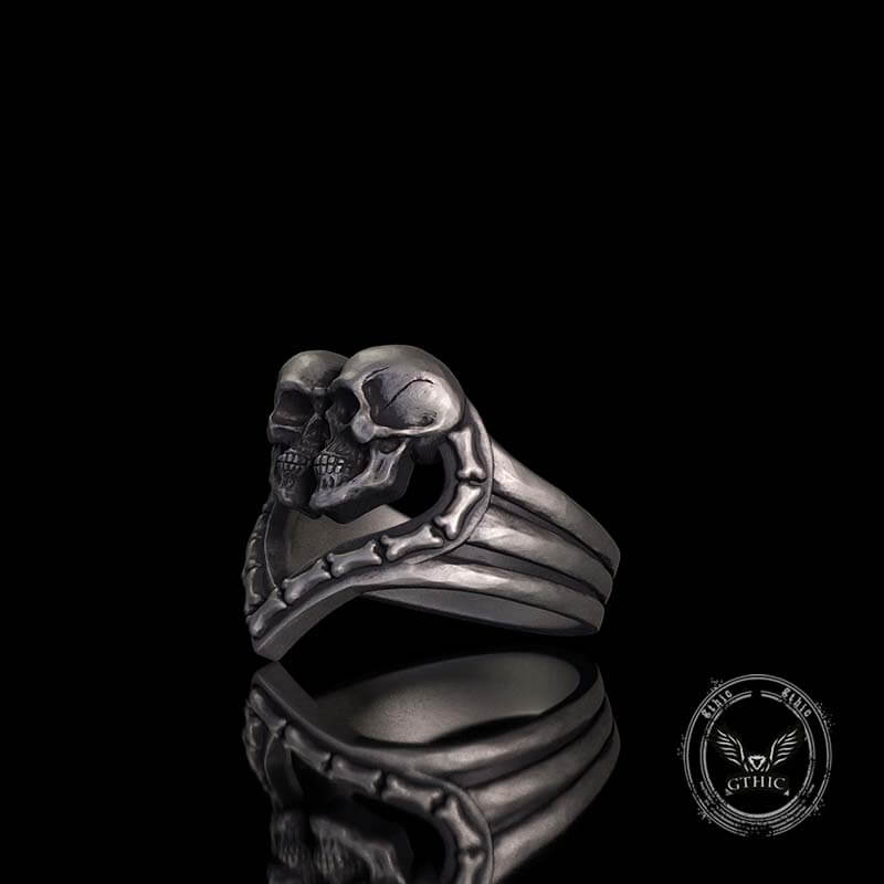 Till Death Do Us Part Skull Heart Sterling Silver Ring