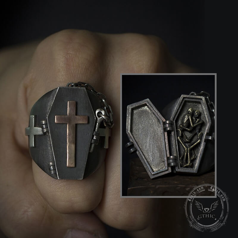 Till Death Do Us Part Sterling Silver Skull Coffin Ring