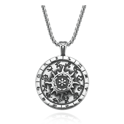 Titanium Stainless Steel Zodiac Signs Amulet / Punk Style Pendant Necklace