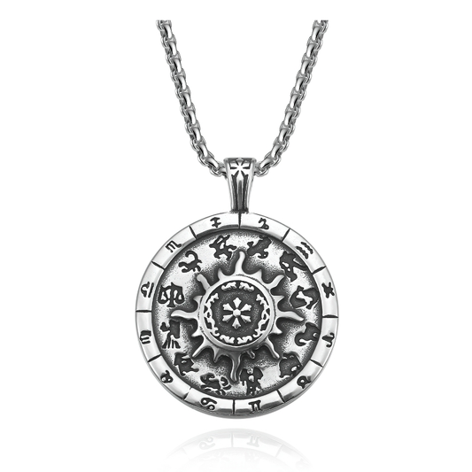 Titanium Stainless Steel Zodiac Signs Amulet / Punk Style Pendant Necklace