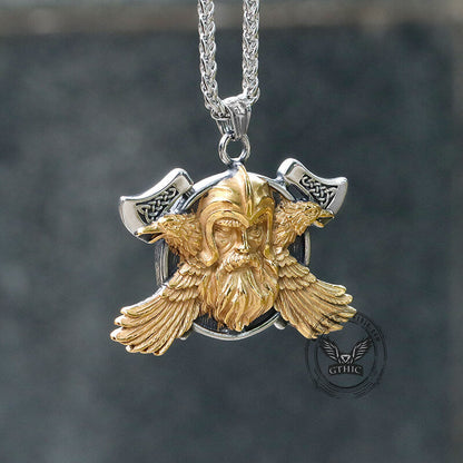 Tomahawk Odin Raven Stainless Steel Viking Pendant