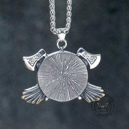 Tomahawk Odin Raven Stainless Steel Viking Pendant